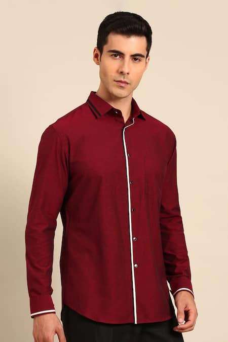 Mayank Modi - Men Contrast Piping Shirt 