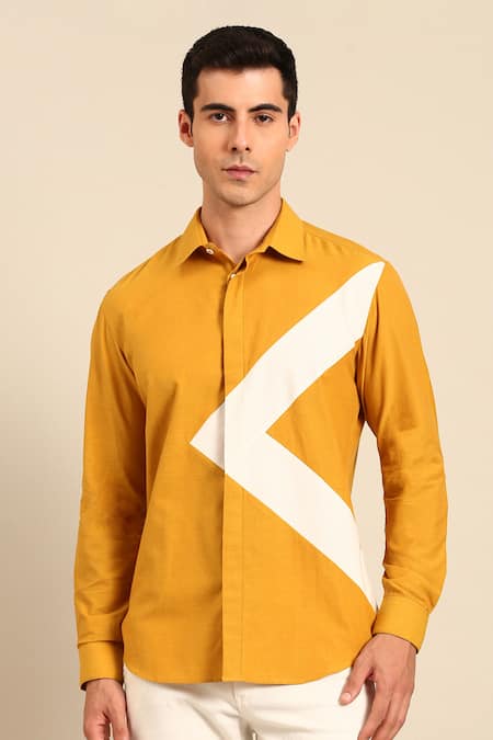 Mayank Modi - Men Geometric Panel Shirt 