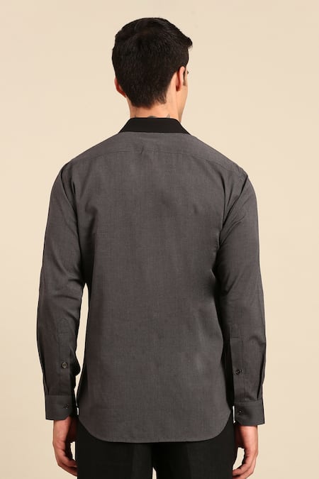 Mayank Modi - Men Geometric Stitch Detail Shirt 