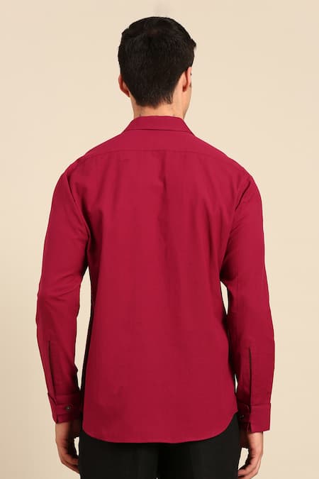 Mayank Modi - Men Geometric Line Embroidered Formal Shirt 