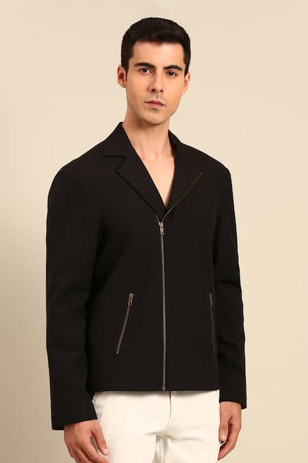 Buy Mayank Modi - Men Black Cotton Front Zip Jacket Online at Aza Fashions Buy_Mayank Modi - Men_Black Cotton Front Zip Jacket _Online_at_Aza_Fashions