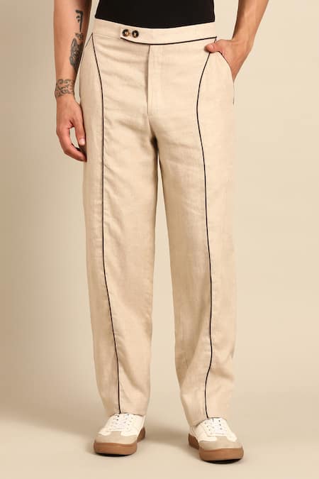 Buy_Mayank Modi - Men_Blue Silk, Linen Metallic Thread, Geometric Pattern Bandhgala Blazer And Pant Set 