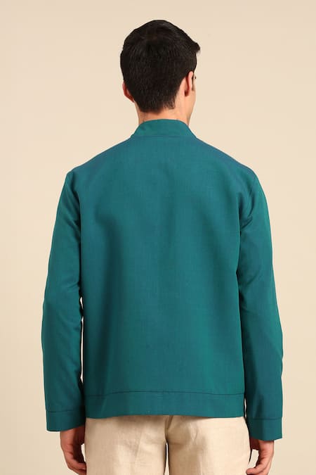 Mayank Modi - Men Geometric Panel Jacket & Pant Set 