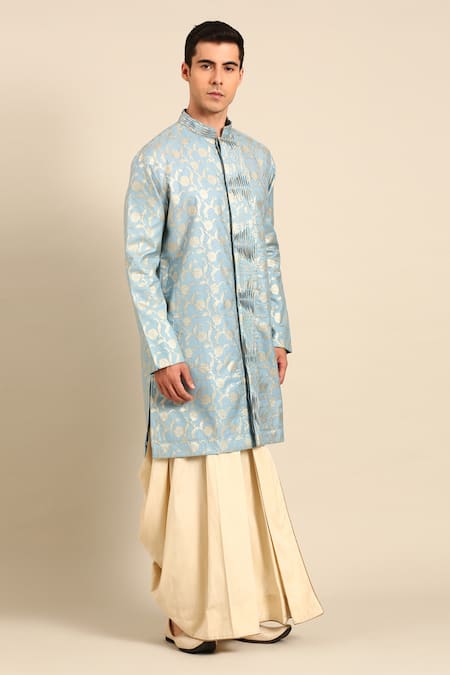 Buy_Mayank Modi - Men_Beige Silk, Cotton Pleated Dhoti Pant _Online_at_Aza_Fashions