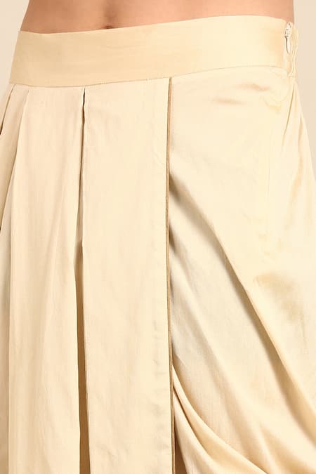 Buy_Mayank Modi - Men_Beige Silk, Cotton Pleated Dhoti Pant 