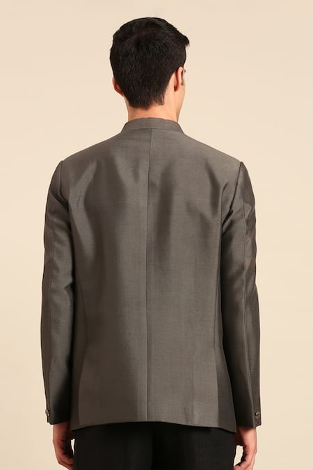 Mayank Modi - Men Geometric Pattern Zipper Bandhgala 