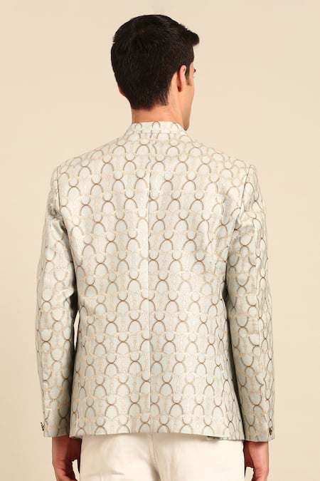 Mayank Modi - Men Geometric Jacquard Bandhgala 