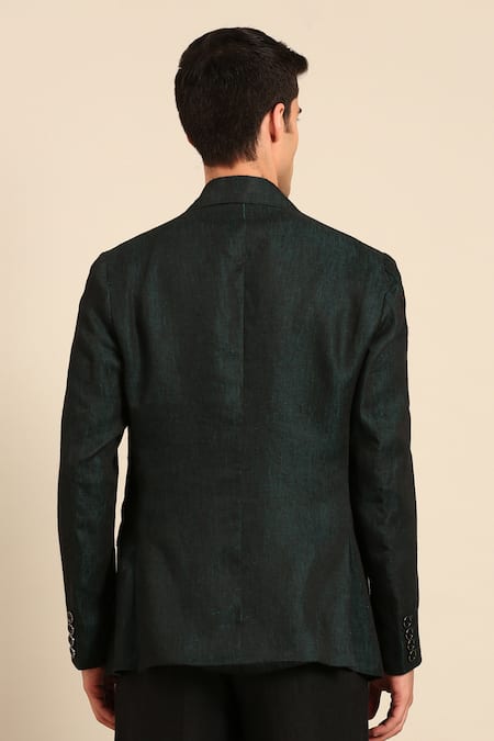 Mayank Modi - Men Linen Double Breasted Blazer 