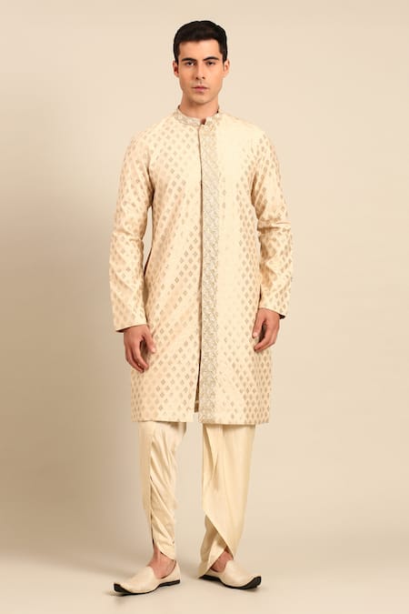 Mayank Modi - Men Geometric Embroidered Kurta & Pant Set 