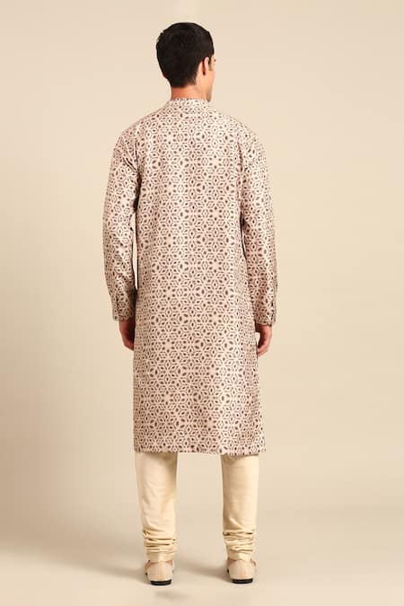 Mayank Modi - Men Geometric Print Kurta & Churidar Set 