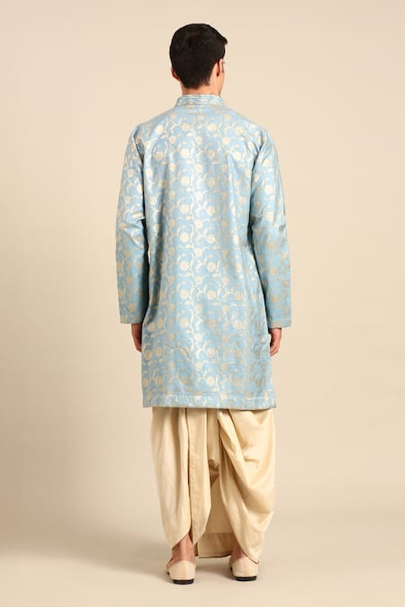 Mayank Modi - Men Banares Floral Motif Kurta & Draped Pant Set 