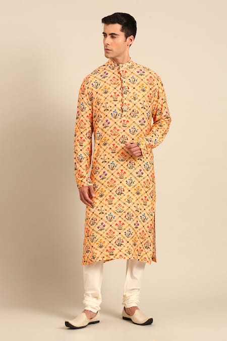 Mayank Modi - Men Floral Print Kurta Set 