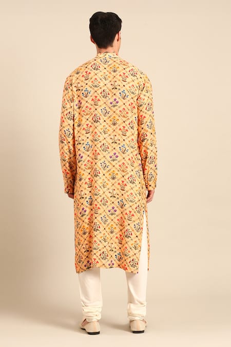 Mayank Modi - Men Floral Print Kurta Set 