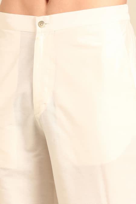 Mayank Modi - Men_Blue Chanderi Embroidered Kurta Set _at_Aza_Fashions