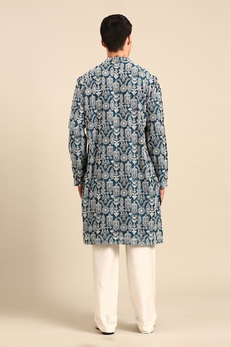 Mayank Modi - Men Embroidered Chanderi Kurta Set 