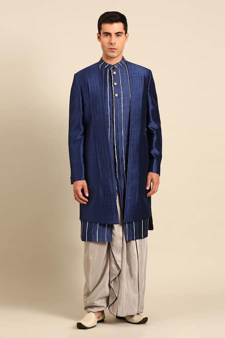 Mayank Modi - Men Pleated Sherwani & Dhoti Pant Set 
