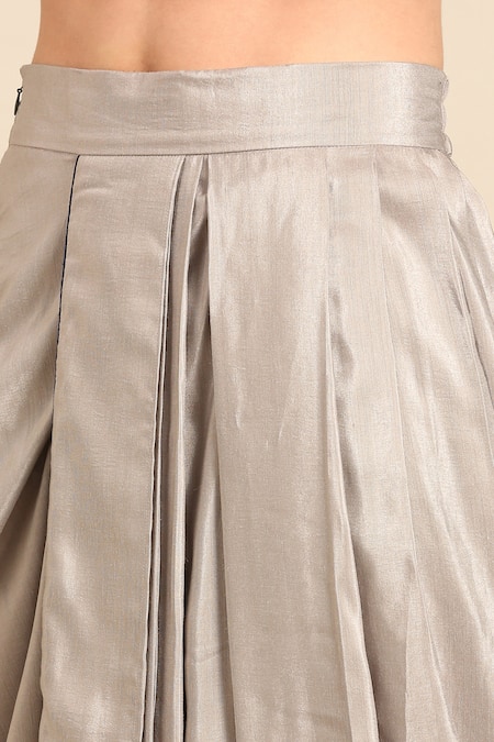 Shop Mayank Modi - Men Blue Bemberg, Silk Pearls, Metallic Thread, Pleated Sherwani And Dhoti Pant Set Shop_Mayank Modi - Men_Blue Bemberg, Silk Pearls, Metallic Thread, Pleated Sherwani And Dhoti Pant Set