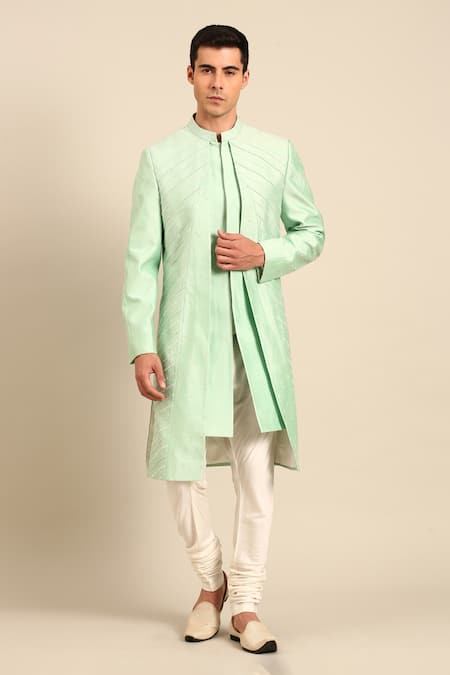 Mayank Modi - Men Embroidered Sherwani & Churidar Set 
