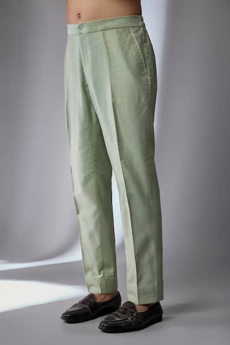 Buy_SALIL BHATIA_Green Silk, Silk, Art Embellished Bundi And Kurta Set _Online_at_Aza_Fashions