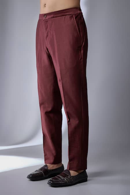 SALIL BHATIA_Wine Silk, Silk, Embroidery Dola Jacket And Kurta Set _Online_at_Aza_Fashions