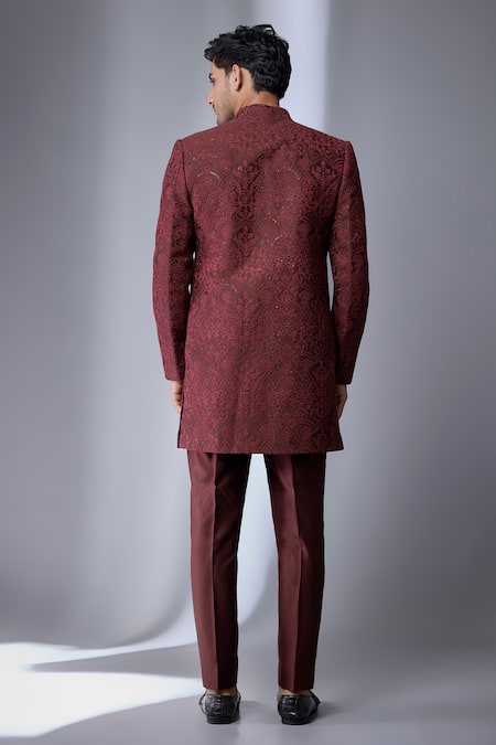 SALIL BHATIA Silk Chanderi Embellished Jacket & Kurta Set 