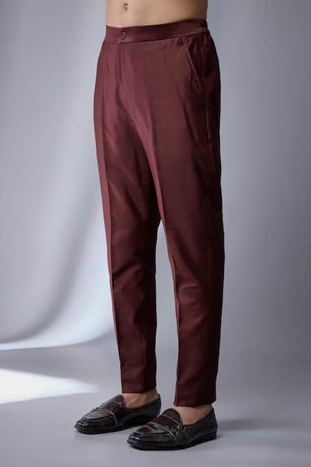 SALIL BHATIA_Wine Sequins, Embroidery Silk Chanderi Embellished Jacket And Kurta Set _Online_at_Aza_Fashions