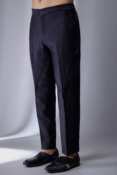 Buy_SALIL BHATIA_Black Satin, Silk, Chanderi Embroidery, Studs Embellished Jacket And Kurta Set _Online_at_Aza_Fashions