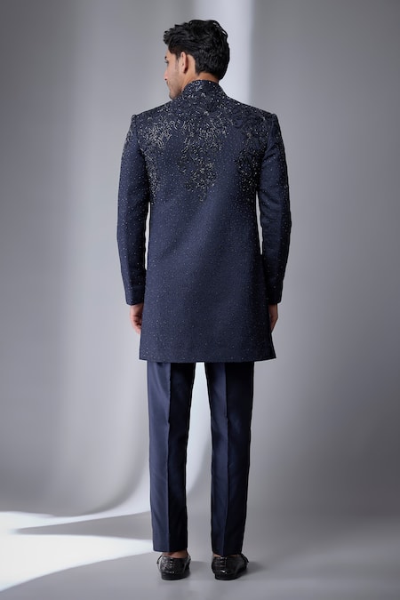 SALIL BHATIA Silk Chanderi Embellished Jacket & Kurta Set 