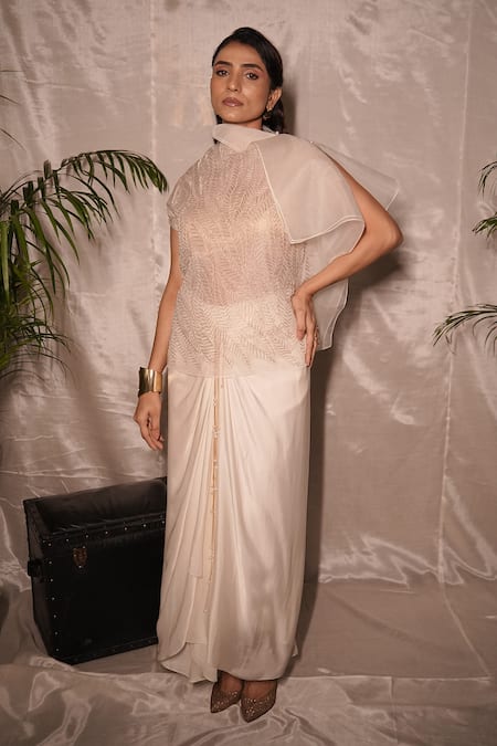 Vedangi Agarwal Eclipse Glow Organza Embroidered Top & Skirt Set 