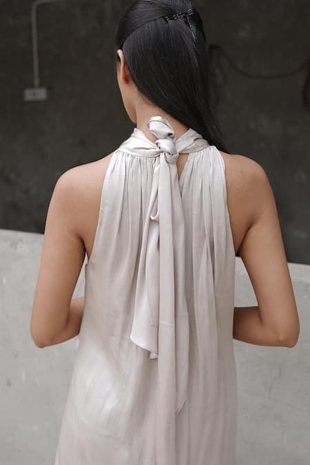 Vedangi Agarwal Twilight Satin Halter Neck Maxi Dress 