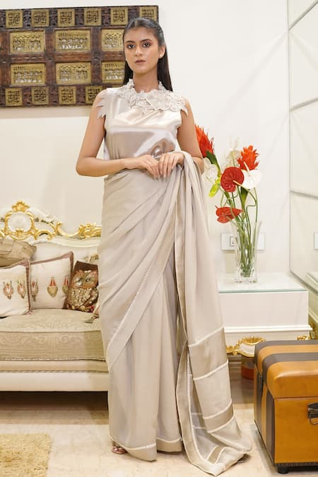 Vedangi Agarwal Petals Of Heaven Lace Embroidered Saree With Blouse 