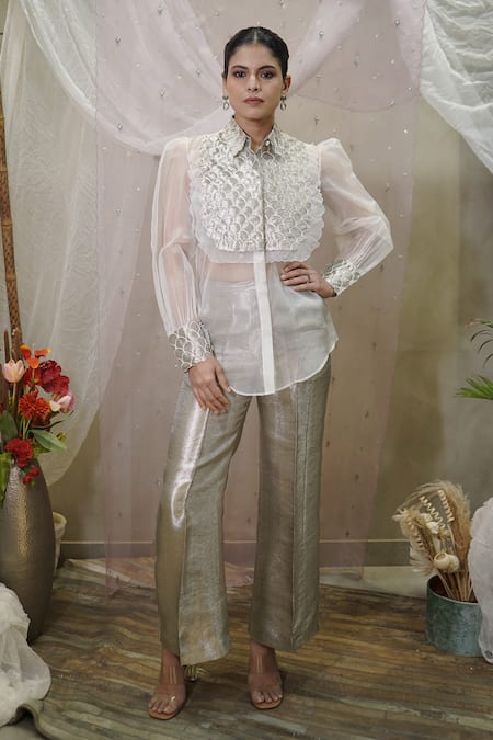 Vedangi Agarwal Scallop Embroidered Shirt With Pant 