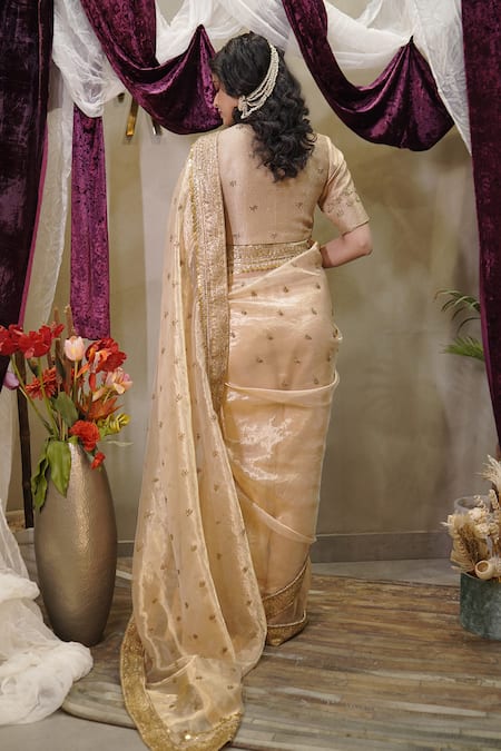 Vedangi Agarwal Brocade & Tissue Embroidered Saree With Blouse 