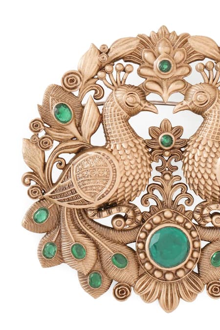 Shop_Cosa Nostraa_Gold Gemstones Peacock Splendor Brooch 