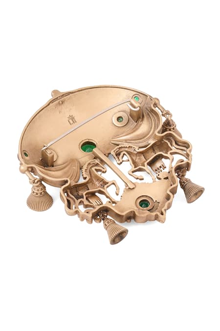Buy_Cosa Nostraa_Gold Gemstones Regal Carousel Pin _Online_at_Aza_Fashions