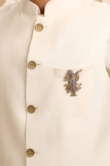 Buy_Cosa Nostraa_Gold Crystals, Rhinestones Divine Shrinathji Brooch 