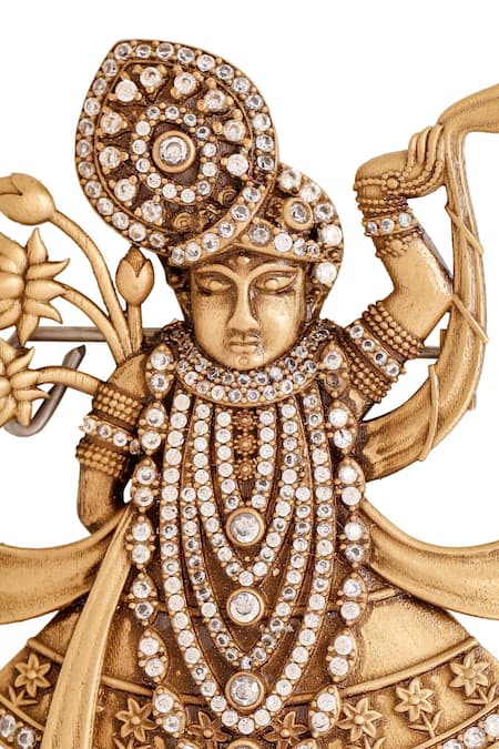 Shop_Cosa Nostraa_Gold Crystals, Rhinestones Divine Shrinathji Brooch 