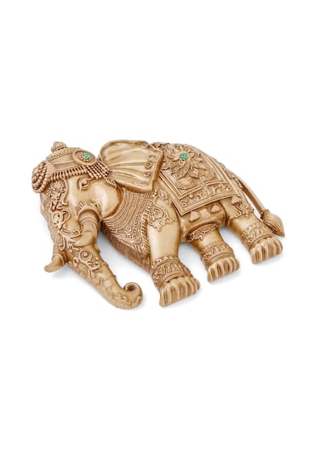 Buy_Cosa Nostraa_Gold Stones Royal Elephant Regal Brooch _Online_at_Aza_Fashions