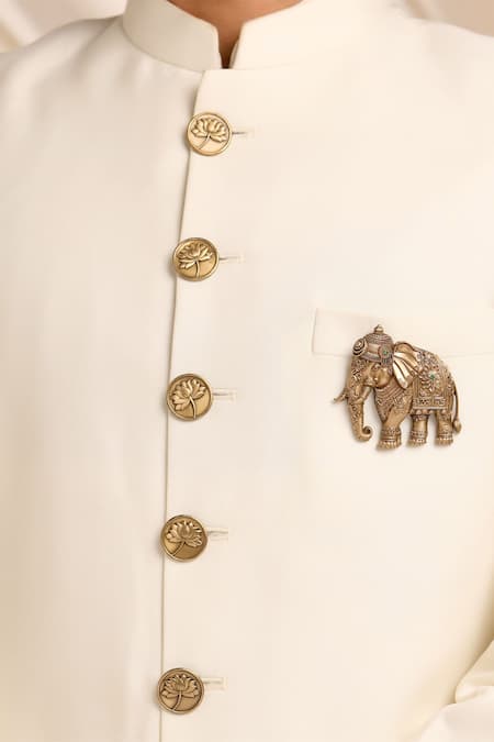 Buy_Cosa Nostraa_Gold Stones Royal Elephant Regal Brooch 
