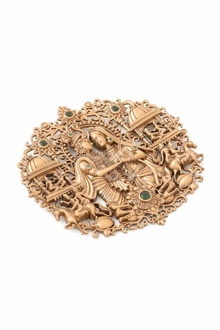 Buy_Cosa Nostraa_Gold Gemstones Eternal Radha-krishna Brooch 