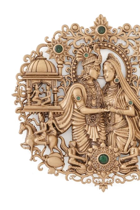 Shop_Cosa Nostraa_Gold Gemstones Eternal Radha-krishna Brooch 