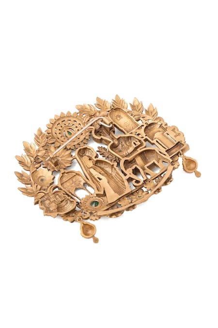 Buy_Cosa Nostraa_Gold Gemstones Royal Radha-krishna Brooch _Online_at_Aza_Fashions