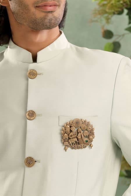 Buy_Cosa Nostraa_Gold Gemstones Royal Radha-krishna Brooch 