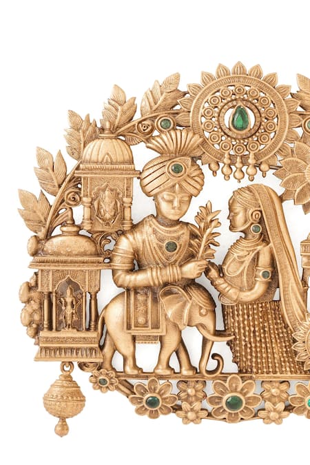 Shop_Cosa Nostraa_Gold Gemstones Royal Radha-krishna Brooch 