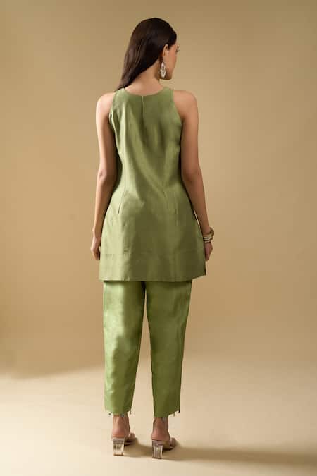 Archana Shah Zardozi Embroidered Halter Kurta Set