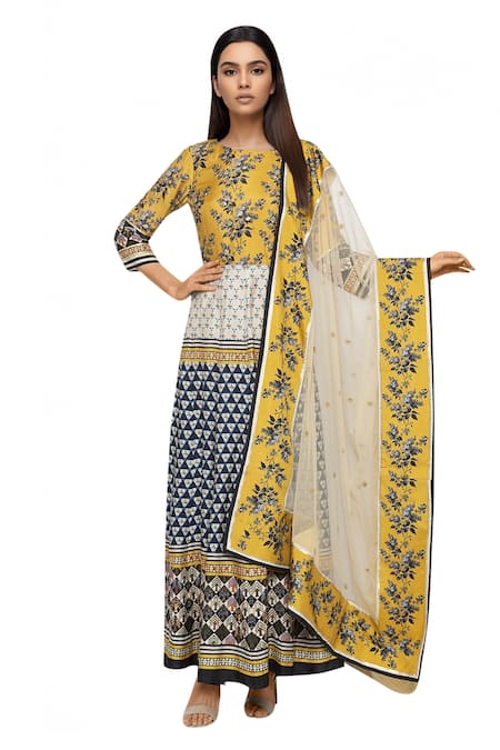 Buy Soup By Sougat Paul Beige Net, Malasiyan Silk Round Printed Anarkali With Dupatta at Aza Fashions Buy_Soup By Sougat Paul_Beige Net, Malasiyan Silk Round Printed Anarkali With Dupatta _at_Aza_Fashions