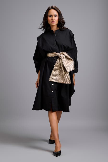 Deepika Arora Button-Down Midi Dress With Bow Belt 