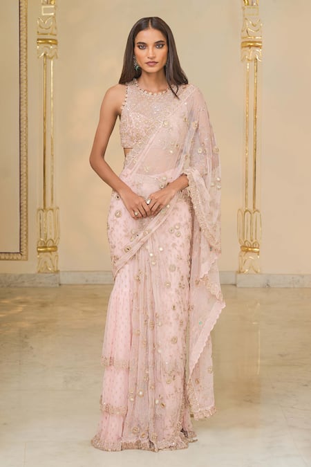 Arpita Mehta Hand Embroidered Jaal Ruffle Saree Set 