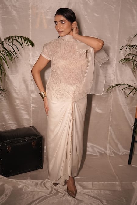 Vedangi Agarwal Eclipse Glow Organza Embroidered Top & Skirt Set 