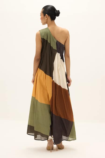 Kharakapas Earthsong Colorblock Dress 